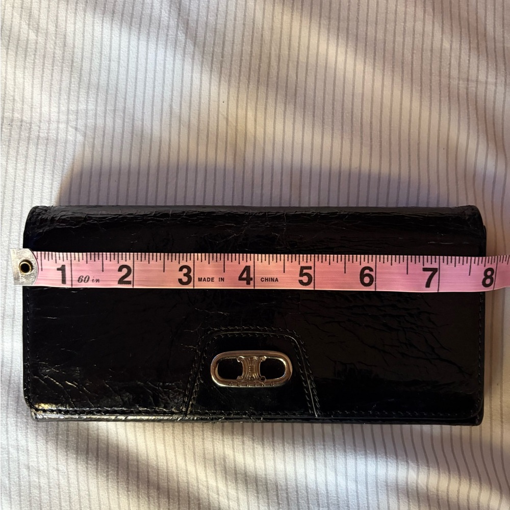 Celine Black Leather Wallet Celine print on the inside